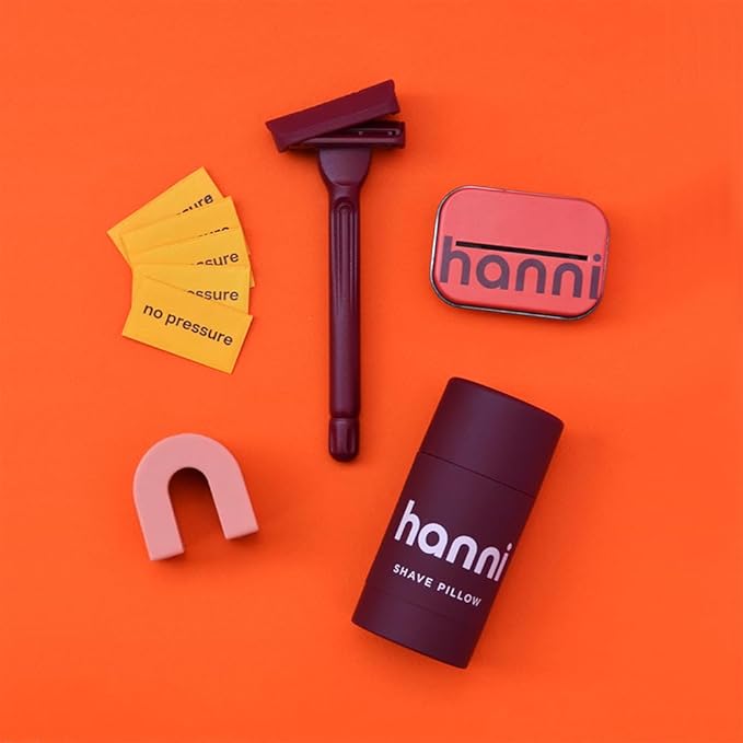 HANNI Shave Starter Set, Saftey Razor with Blades and Shaving Gel, Unisex Grooming Kit for Smooth, Soft Skin, Hair Removal Gift Set for All Skin Types, Burgundy-VivaGrace Women