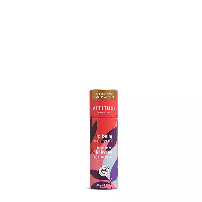 ATTITUDE Plastic-free Lip Balm, EWG Verified Plant- and Mineral-Based Ingredients, Vegan and Cruelty-free Personal Care Products, Watermelon, 0.3 Oz-VivaGrace Women