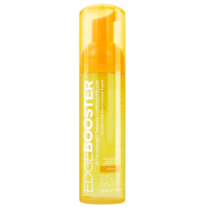Style Factor EDGE BOOSTER Extra Strength Setting Mousse – Frizz Control, Extra Volume, and Conditioning – 6.4oz Citrine Mousse for Curly Hair-VivaGrace Women