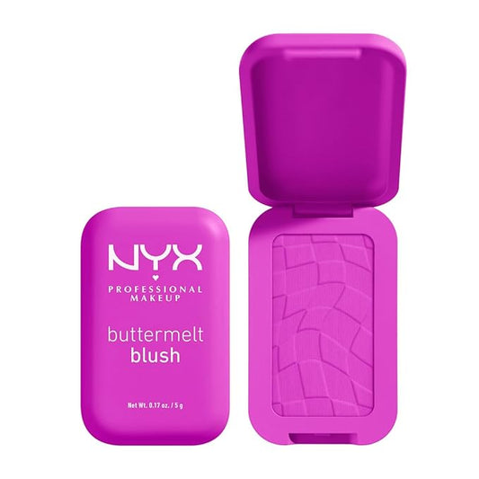 NYX PROFESSIONAL MAKEUP Buttermelt Powder Blush, Fade and Transfer-Resistant Blush, Up to 12HR Make Up Wear, Vegan Formula - All The Butta-VivaGrace Women