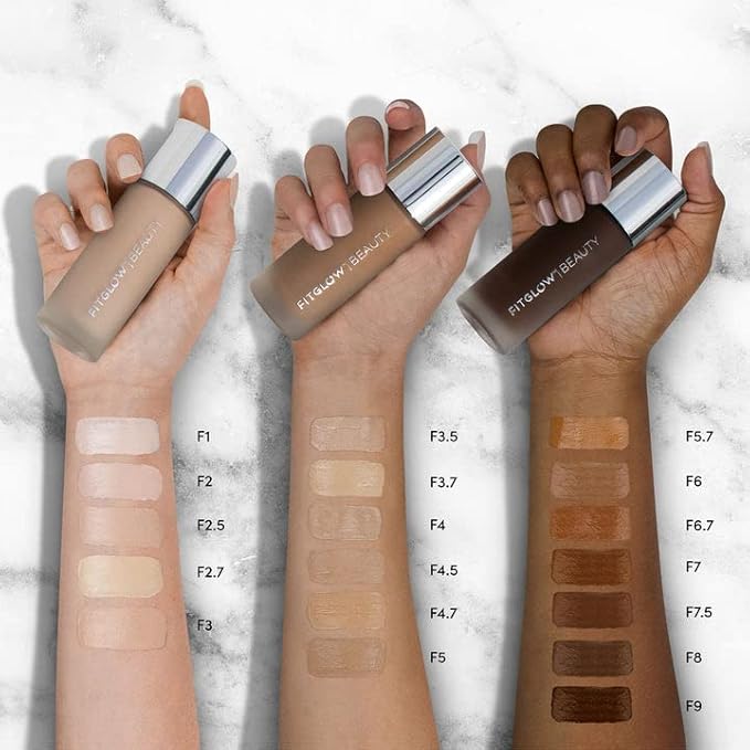 Fitglow Beauty - Natural Foundation+ Photo-Filtering Foundation | Vegan, Woman-Owned Clean Beauty (F4 - Medium Tan, Neutral Undertones)-VivaGrace Women