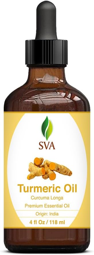 SVA Turmeric Essential Oil – 4 Fl Oz – 100% Natural Turmeric Oil - for Diffuser, Hair Care, Face, Skin Care, Aromatherapy, Scalp and Body Massage, Soap and Candle Making – with Dropper-VivaGrace Women