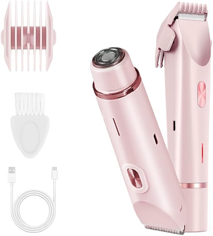 2 in 1 Womens Body Shaver,2025 Glow Aura Electric Razor, Dual Head Shaver Women, Electric Razor for Womens Legs, IPX7 Waterproof Wet & Dry Use Body Intimate Areas,Pink-VivaGrace Women