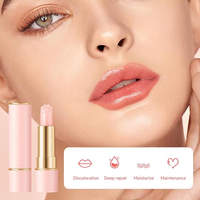 2PCS Thermochromic Lip Balm,Cat Paw Shaped Color Changing Lip Balm, Mini Cute Moisturizing Lip Balm, Long Lasting Lip Balm for Dry Lips Temperature Change Fruit Jelly Lipstick for Female Student-VivaGrace Women