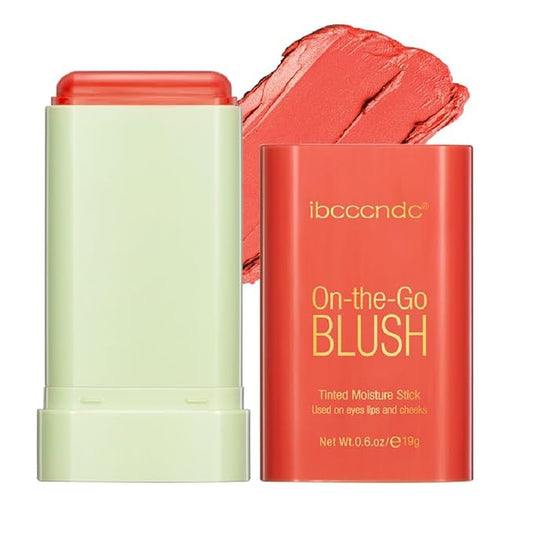 Multi-Use Makeup Blush Stick,Cream Blush Stick,Solid Moisturizer Stick,Waterproof Natural Nude Makeup,Tinted Solid Moisturizer Stick for Eyes Lips Cheek (3#Coral Orange)-VivaGrace Women