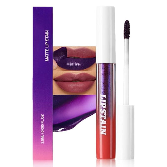 evpct Maroon Red Peel Off Lip Stain Tints, Matte Liquid Lipstick Lip Stain Long Lasting Waterproof for Women, Non-stick Cup Lipstick Peel Off Highly Pigmented Not Faded Smudge-proof Easy to Apply, 01