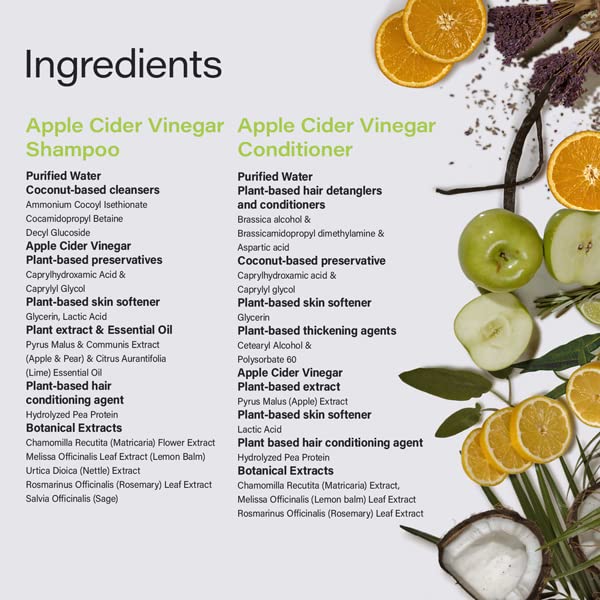 Phillip Adam Apple Cider Vinegar Shampoo and Conditioner Set for All Types of Hair - pH Balancing - Sulfate Free, Paraben Free & Silicone Free - 33.8 Ounce Each-VivaGrace Women