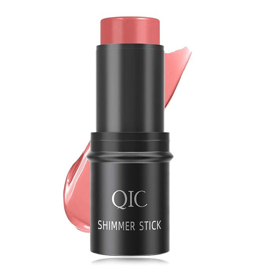 Cream Contour Blush Stick,Long Lasting Waterproof Blush Stick for Cheeks&Lips Multipurpose Face Highlighting Concealing Cream,Shimmer Contour Stick Makeup for Women（Pink）-VivaGrace Women