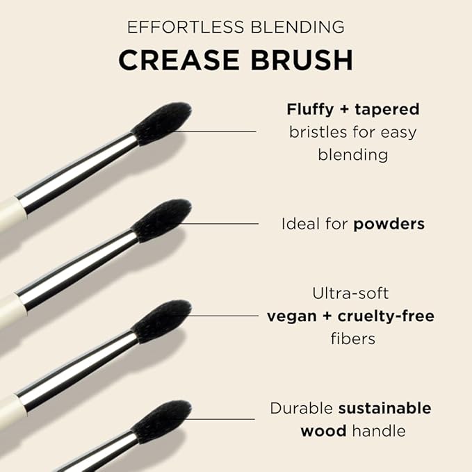 HALEYS Crease Eyeshadow Brush, Medium Fluffy Tapered Brush, Soft, Easy Blending Makeup Tool, Seamless, Multi-tasking Makeup Brush for Cream and Powder, High-end Synthetic Bristles, Vegan + CF-VivaGrace Women