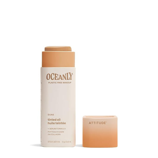 ATTITUDE Oceanly Light Coverage Face Tinted Oil Stick, EWG Verified, Titanium Dioxide-Free, Vegan & Cruelty-Free Tinted Moisturizer, Plastic-Free, Dune, 0.42 Ounces-VivaGrace Women