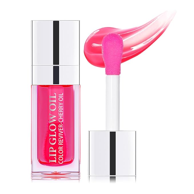 Hydrating Lip Glow Oil Moisturizing Plumping Lip Tint Lip Gloss Transparent Lip Balm Long Lasting Nourishing Repairing Lightening Lip Lines (015# CHERRY)-VivaGrace Women