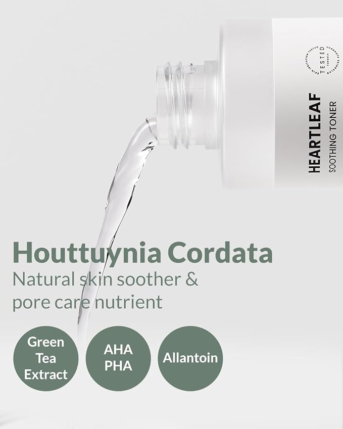 Heartleaf Soothing Moisture Toner - Low pH, 80% Heartleaf Extract, Enriched with Houttuynia Cordata & Green Tea, Clinically Tested, No Irritation - Ideal for Sensitive Skin, 6.76 f l. oz-VivaGrace Women