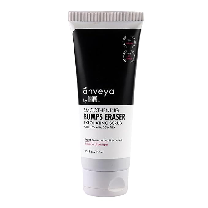 Anveya Smoothening Bumps Exfoliating Body Scrub For Bumpy & Dry Skin, Strawberry Legs, Keratosis Pilaris & Ingrown Hair | Glycolic Acid, Lactic Acid & Spirulina | For Men & Women | 100ml-VivaGrace Women