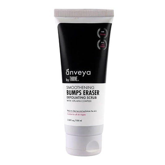 Anveya Smoothening Bumps Exfoliating Body Scrub For Bumpy & Dry Skin, Strawberry Legs, Keratosis Pilaris & Ingrown Hair | Glycolic Acid, Lactic Acid & Spirulina | For Men & Women | 100ml-VivaGrace Women