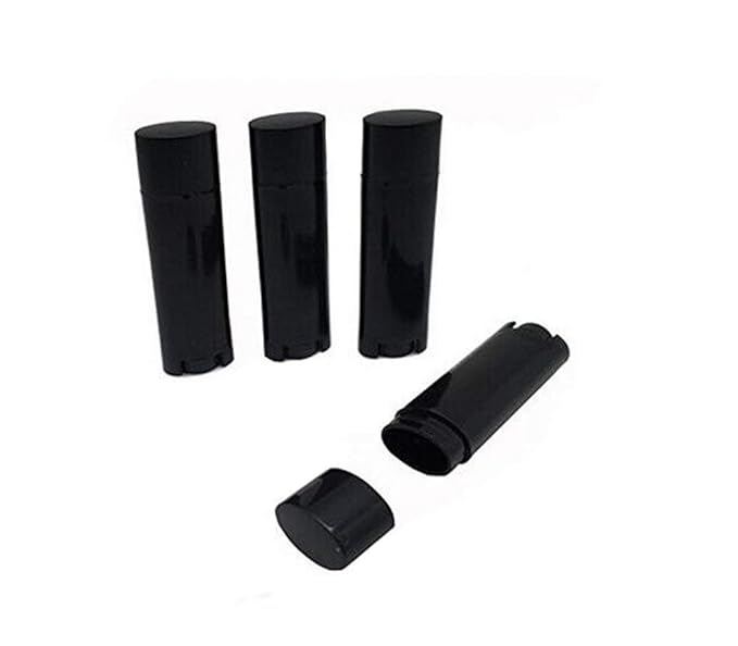 4.5g 0.15oz Empty Refillable Plastic DIY Lipstick Lip Balm Lip Gloss Tubes Holder Containers Oval Deodorant Crayon Tube Pipe Bottle Case (Pack of 10, Black)-VivaGrace Women