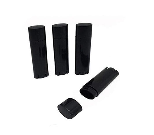 4.5g 0.15oz Empty Refillable Plastic DIY Lipstick Lip Balm Lip Gloss Tubes Holder Containers Oval Deodorant Crayon Tube Pipe Bottle Case (Pack of 10, Black)-VivaGrace Women