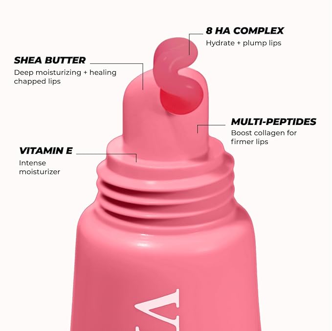 Vitamasques Lip Butter Balm Strawberry, Korean Lip Balm - Peptide Lip Treatment - Lip Balm Hydrating - Light Tinted Lip balm - Made in Korea - 0.33 fl.oz-VivaGrace Women