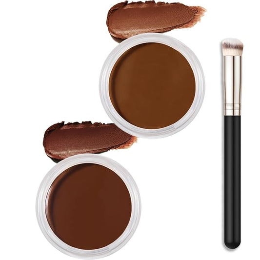 Kaely 2Pcs Cream Pot Concealer Full Coverage Set,Conceal Brighten Dark Circles,under Eye Color Correcting Concealer,Waterproof Foundation Palette with Brush,corrector de ojeras,Vegan Makeup,11+12-VivaGrace Women