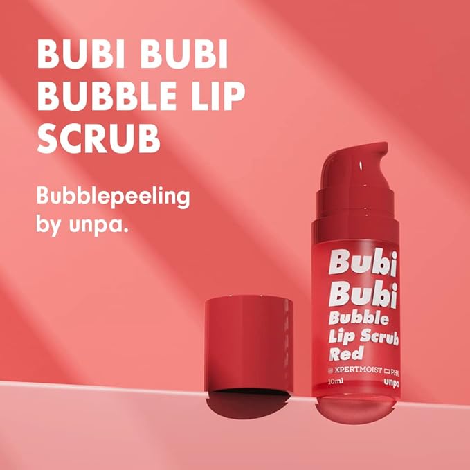 UNPA Bubi Bubi Bubble Lip Scrub Red 0.33 Fl Oz| Lip Bubble Moisturizer & Lip Scrubber | Lip Care Products for Lip Repair & Lip Lightening | Lip Scrubs Exfoliator & Moisturizer | Korean Lip Moisturizer-VivaGrace Women