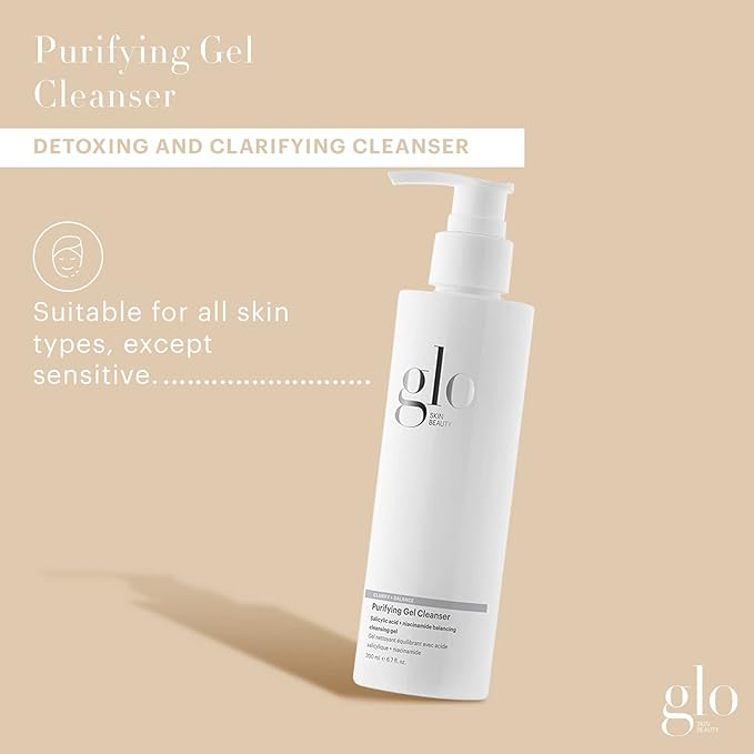 Glo Skin Beauty Purifying Gel Cleanser - Salicylic Acid + Niacinamide Face Wash Balances Skin, Targets Clogged Pores, Excess Oil & Breakouts - Gently Exfoliates & Minimizes Appearance of Fine Lines-VivaGrace Women