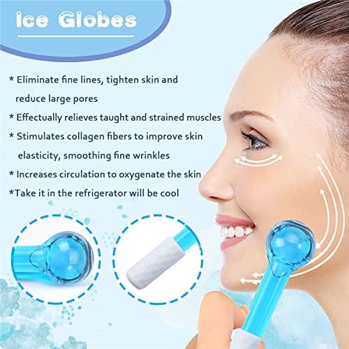 ICE GLOBES SMALL BALLS for Eyes, 2 PCS Blue Facial Globes for Massage Tool, Facial Roller Cold Skin Massagers, Tighten Skin, Reduce Puffiness and Dark Circles, Enhance Circulation-VivaGrace Women