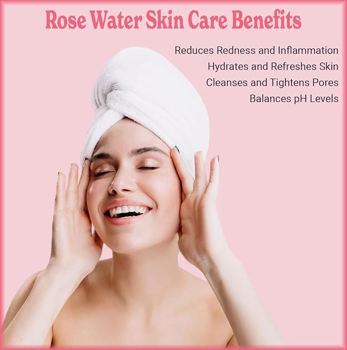 Natural Born Oils 8oz Rose Water Hydrosol, 100% Pure and Natural, Organic, Steam-distilled, Facial Toner Cleanser, with Sprayer, 8-Rose-Water-VivaGrace Women