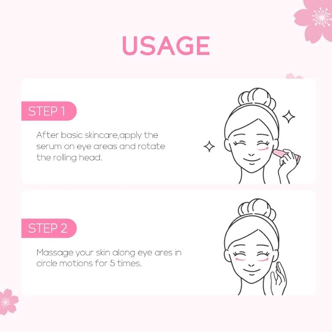 AKARY Cherry Blossom Eye Roller Serum Eye Moisturizer, Deep Hydration Eye Serum with Caffeine and Sodium Hyaluronate, Under Eye Cream to Reduce Dark Circles, Fine Lines, Smoothing Skin Care Treatment-VivaGrace Women