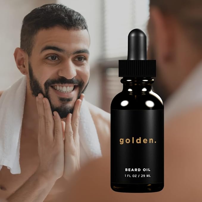Golden Grooming Co. Beard Oil for Men - Nourishing & Organic Beard Moisturizer - Organic Oil for Beard Growth - All-Natural Formula with Vitamin E - Smooth and Soft Beard - 1 fl oz-VivaGrace Women