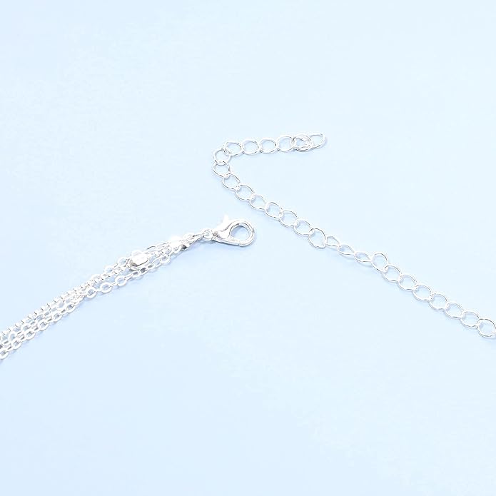 Boho Layered Moon Necklace Silver Compass Disc Pendant Necklace Chain Cow Evil Eye Charm Necklace Jewelry for Women-VivaGrace Women