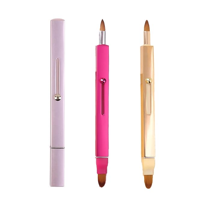 Lip Applicator Brush - 3 Pack Exquisite Professional Dustproof Retractable Lip Brush - Makeup Lipstick Lip Gloss Applicators (Pink Red Gold)-VivaGrace Women