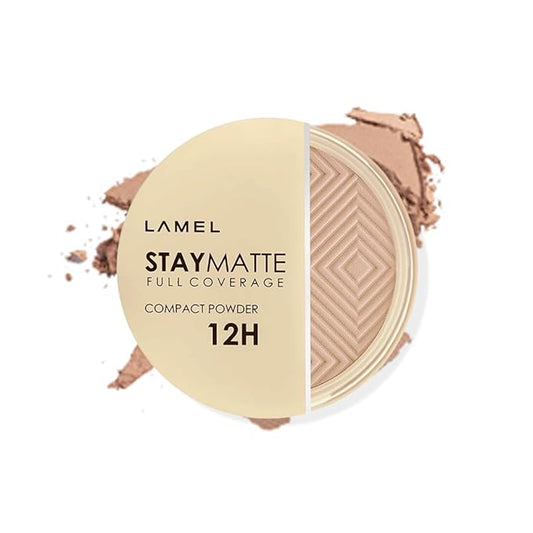 Lamel Stay Matte Compact Powder - Light Natural Coverage - Universal Neutral Undertone - Cruelty Free - Beige - N.404-VivaGrace Women