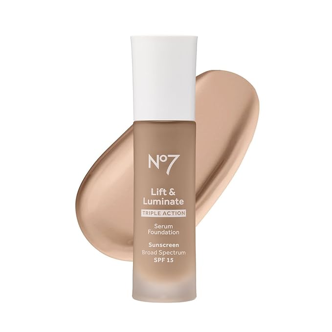 No7 Lift & Luminate Triple Action Serum Foundation - Calico - Liquid Foundation Makeup with SPF 15 for Dewy, Glowy Base - Radiant Serum Foundation for Mature Skin (30ml)-VivaGrace Women