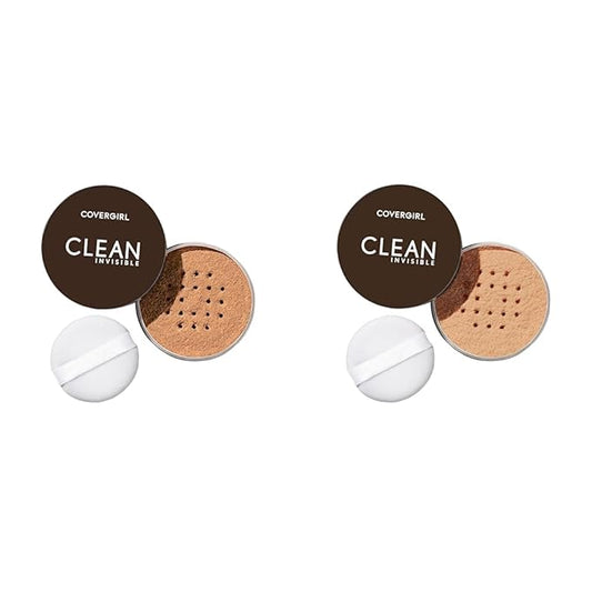 CoverGirl Clean Invisible Loose Powder Vegan Formula Translucent Deep & Medium Warm Setting Powder, 20g (0.7 oz) 2-Pack-VivaGrace Women