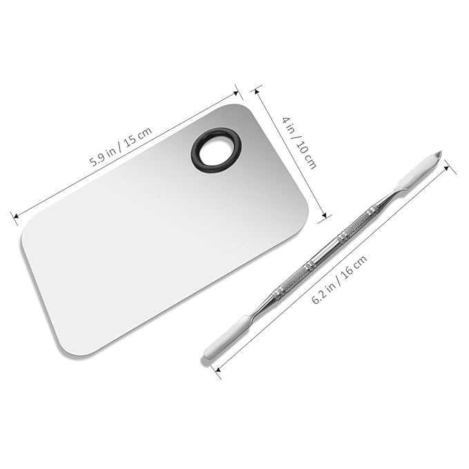 Makeup Palette, Stainless Steel Cosmetic Makeup Palette Professional Cosmetic Mixing Makeup Palette with Spatula Tool 6x4-VivaGrace Women