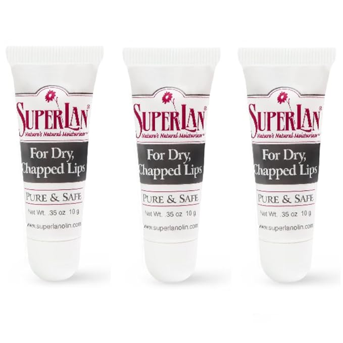 Organic Lanolin Lip Balm For Dry, Cracked, Chapped Lips By Superlan - Natural Lip Moisturizer With Ultra-Pure Medical Grade Lanolin & Jojoba Oil- Kosher Chapstick for Men Women & Children, (3 Pack)-VivaGrace Women
