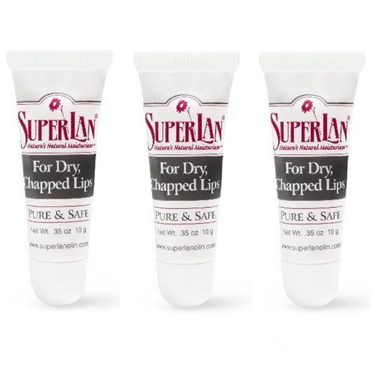 Organic Lanolin Lip Balm For Dry, Cracked, Chapped Lips By Superlan - Natural Lip Moisturizer With Ultra-Pure Medical Grade Lanolin & Jojoba Oil- Kosher Chapstick for Men Women & Children, (3 Pack)-VivaGrace Women