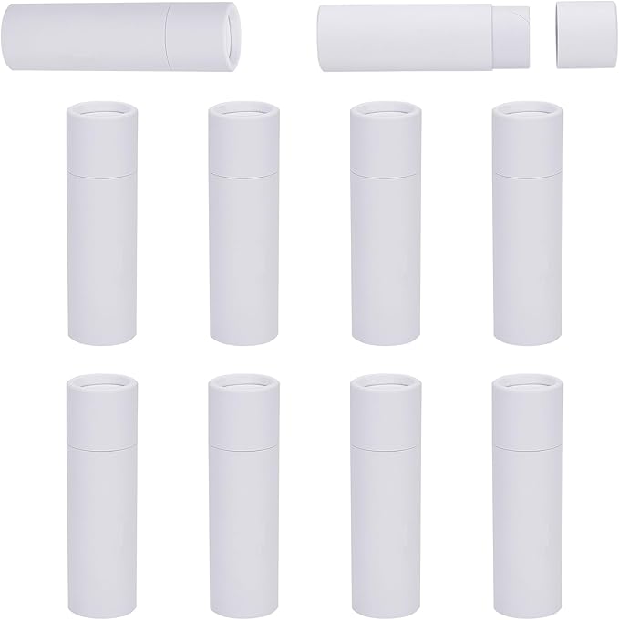 NICENEEDED 10 Pcs Paperboard Lip Balm Tubes, 0.6 Oz Kraft Paper Lipstick Tube, Cardboard Empty Deodorant Container Solid Perfume Tube Cosmetic Box for DIY Chapstick Deodorant Crayon-VivaGrace Women