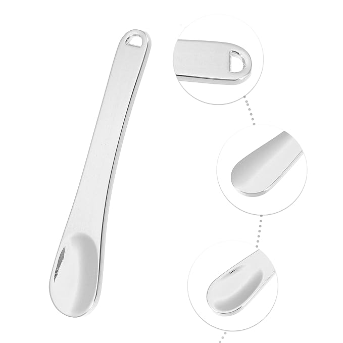 VOCOSTE 4 Pcs Makeup Spatula Mini Spoon, Eye Cream Massage Sticks Beauty Scoop, for Facial Cosmetic Face Cream, Zinc Alloy 2.32"x0.46", Silver Tone-VivaGrace Women