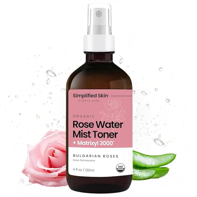 Rose Water Spray for Face with Matrixyl 3000 - Organic Rosewater Face Mist with Aloe Vera & Hyaluronic Acid - Hydrating, Reduces Fine Lines, Boosts Collagen Production, & Soothes Skin - 4 Fl Oz-VivaGrace Women