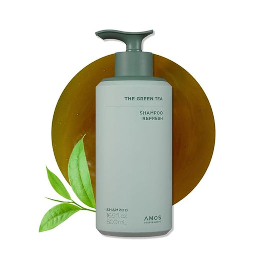 AMOS PROFESSIONAL The Green Tea Shampoo Refresh for Thinning Hair, Korean Shampoo for Oily Scalp l Deep Cleans, Strengthening Hair, All Hair Types, 16.9 fl.oz-VivaGrace Women