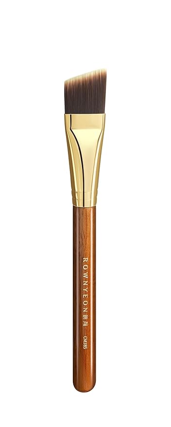 Desert Oak Series Angled Foundation Brush - 20mm Thin Contour Head for Cream/Stick Foundation, Precision Buffing & Detailing, Bubinga Handle & Brass Ferrule (CM 185)-VivaGrace Women