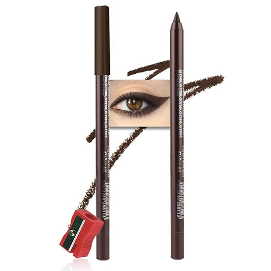 evpct Dark Brown Gel Eyeliner Pencil for Women Waterline Waterproof Smudge Proof Eye Makeup Liners, Brown Mascara Eye Liner Gel Liner Eyeliner with Sharpener delineador de ojos contra el agua 02