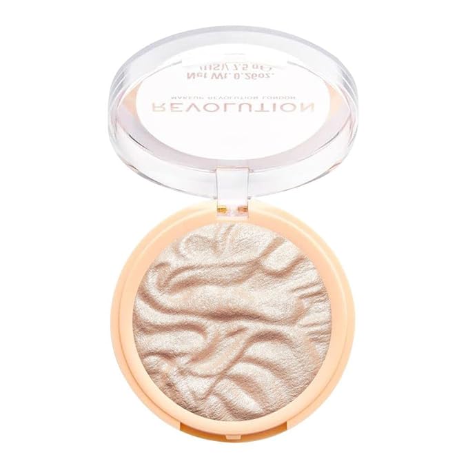 Revolution Beauty, Reloaded Pressed Powder Highlighter, Intensely Pigmented for a High Impact Dewy Finish, Just My Type, 0.22 Oz.-VivaGrace Women