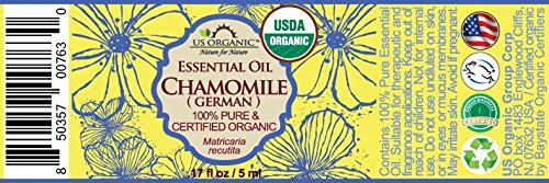 US Organic 100% Pure Blue Chamomile (German) Essential Oil - USDA Certified Organic, Steam Distilled - W/Euro Dropper (More Size Variations Available) (5 ml / 1/6 fl oz)-VivaGrace Women