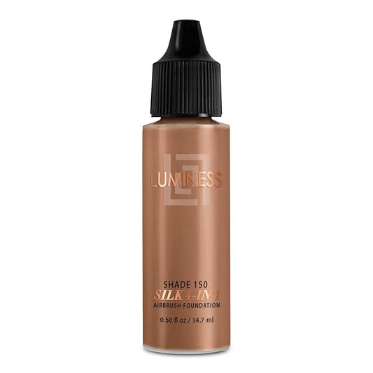 Luminess Air Silk 4-In-1 Airbrush Foundation- Foundation, Shade 150 (.5 Fl Oz) - Sheer to Medium Coverage-Anti-Aging Formula Hydrates and Moisturizes - Professional Makeup Kit for Cordless Air Brush-VivaGrace Women