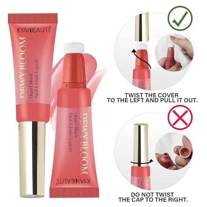 Blush Beauty Wand, Liquid Face Blush Contour Wand with Cushion Applicator, Smooth Cream Blush Wand Natural Matte Finish, Lightweight Blendable Blush Stick Makeup for Cheek,102 Coral-VivaGrace Women