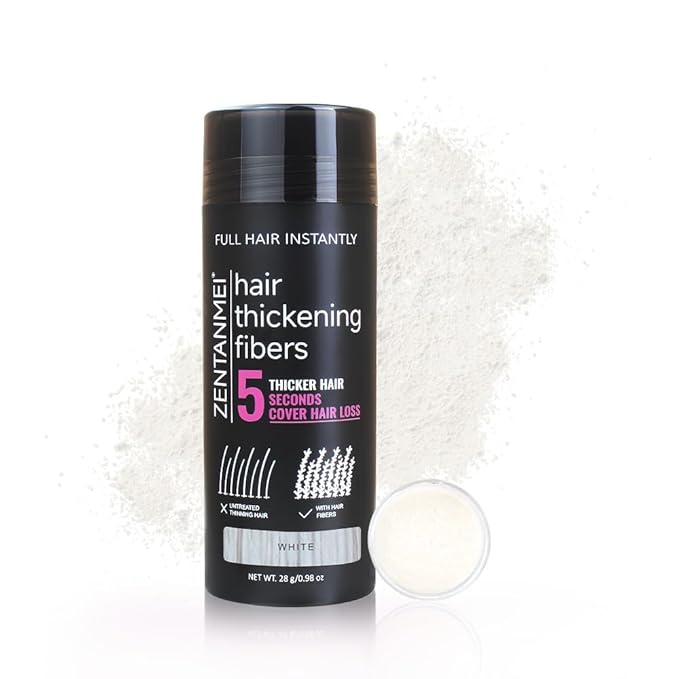 Hair Fibers for Thinning Hair for Women All-Natural Hair Building Fibers 0.98 Oz Hair Volume Powder Bald Spot Cover Up for Men & Women (White)-VivaGrace Women