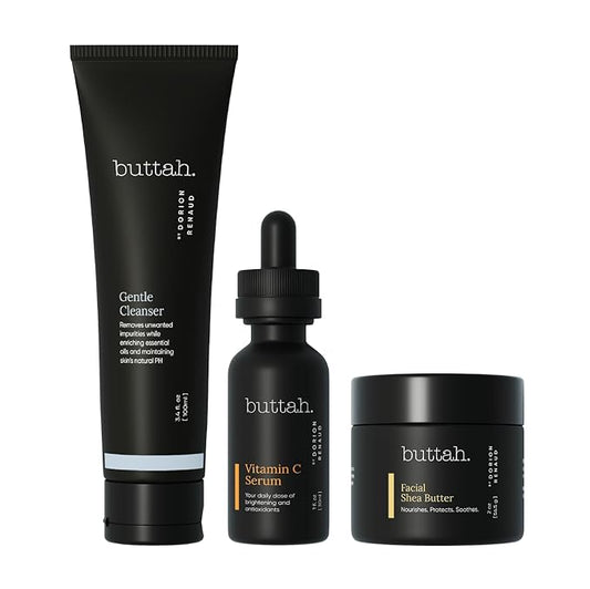 Buttah Skin by Dorion Renaud Complete Melanin-Rich Skin Care Kit | Shea Butter, Vitamin C Serum, Facial Cleanser | Organic & Natural | Black-Owned-VivaGrace Women