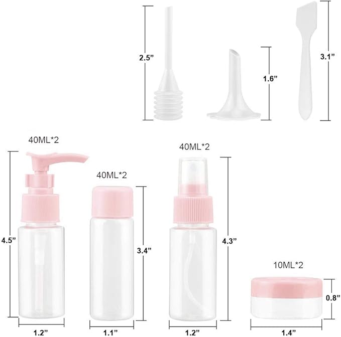 Vitog Travel Bottles Kit, TSA Approved Leak Proof Portable Toiletry Containers Set, Clear PET Flight Size Cosmetic Containers for Lotion, Shampoo, Cream, Soap, Set of 11-VivaGrace Women