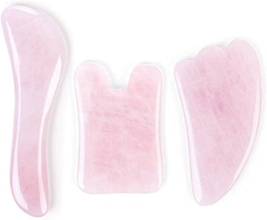 Feng Shui Pink Rose Quartz Gua Sha Board-Therapeutic Relief and Skin Renewal -Premium All Natural Handmade Healing Stone W3462-VivaGrace Women